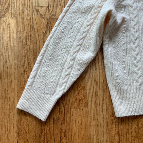 NWT! Womens J. Crew Pointelle cable-knit crewneck sweater Size L - Picture 3 of 4